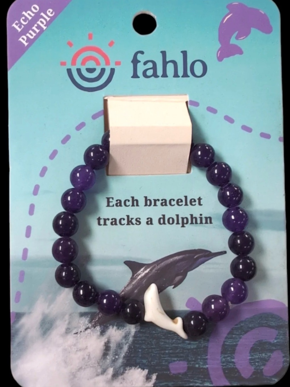 Fahlo Adopt An Animal Bracelet - Dolphin (track it)- Echo Purple